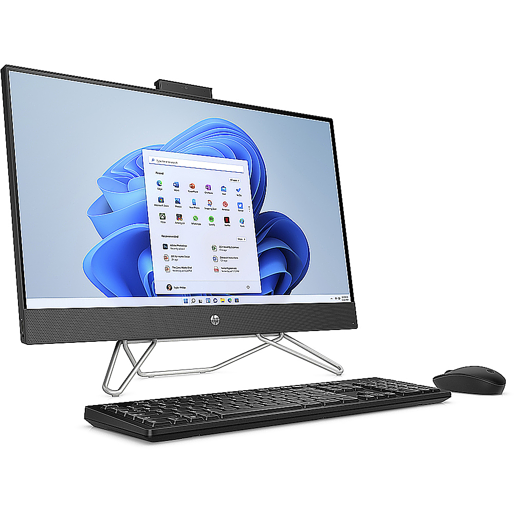 Left View: HP - 27" Touch-Screen All - In -One - Intel Core i5-1235U - 12GB Memory - 512GB SSD - Jet black