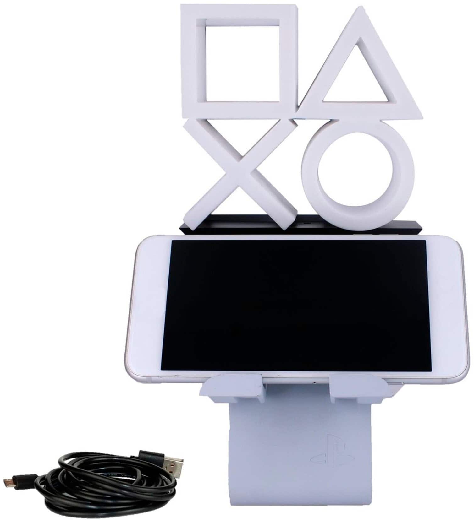 Cable Guys LED IKONS: PlayStation Logo - Charging Phone & Controller Holder  - Officially Licensed, Includes 4' Charging Cable