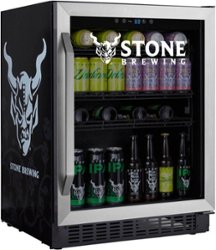 NewAir - Stone Brewing 54-Bottle or 162-Can Wine and Beverage Cooler with Reversible Shelves - Black - Front_Zoom