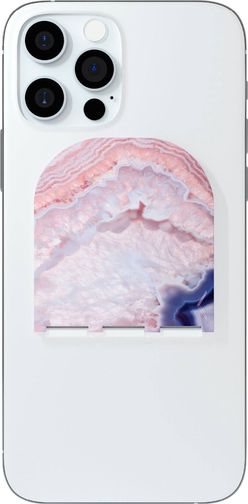 Angle. Flipstik - 2.0 Foldable Adhesive Mount for Most Cell Phones - Rose Quartz.