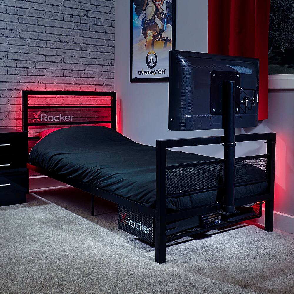 Alt View 18. X Rocker - Twin Basecamp Bed w/TV Mount - Black.