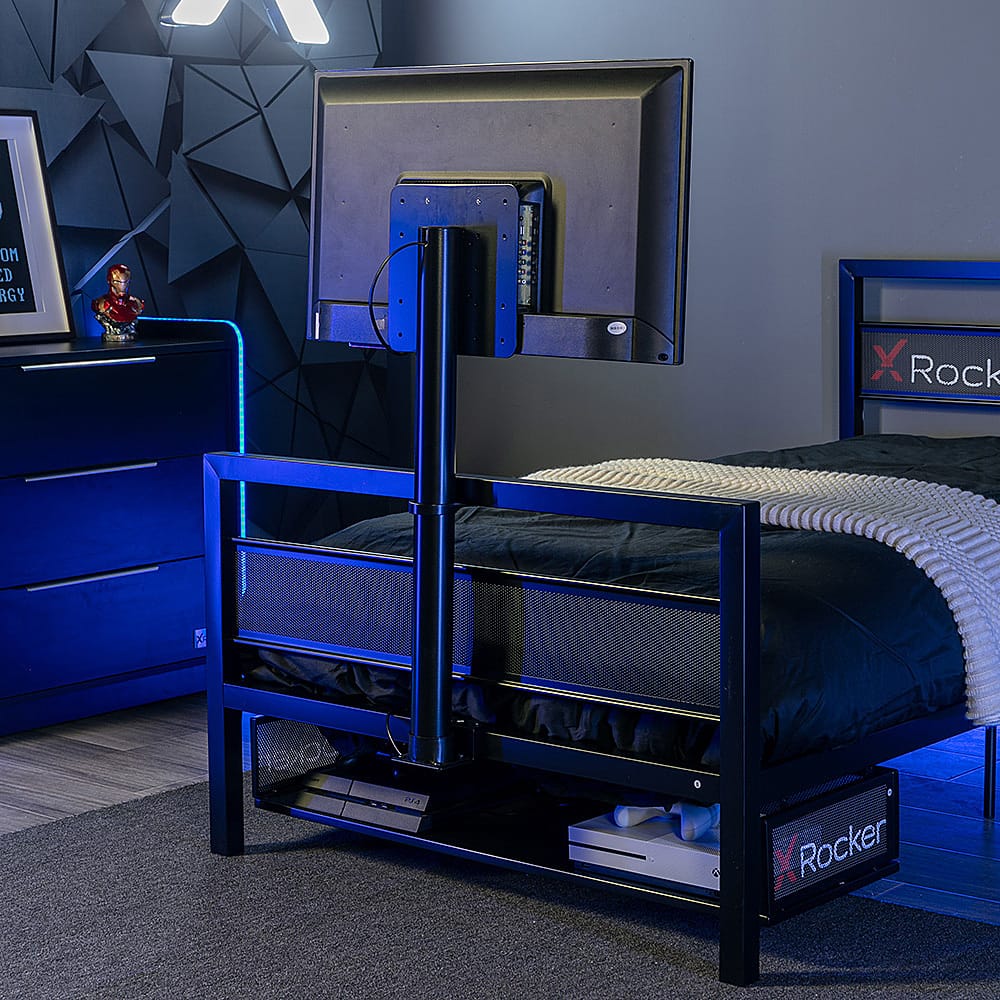 Alt View 13. X Rocker - Twin Basecamp Bed w/TV Mount - Black.