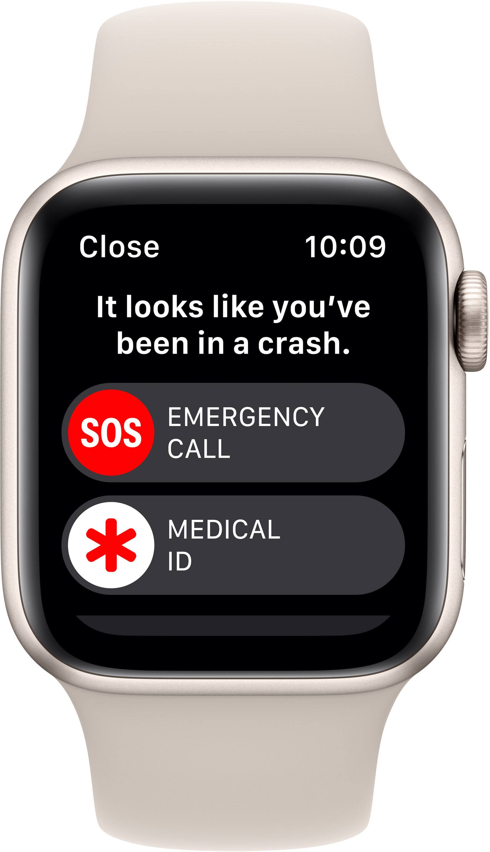 Close 10:09 It looks like you've been in a crash. EMERGENCY SOS CALL MEDICAL * ID