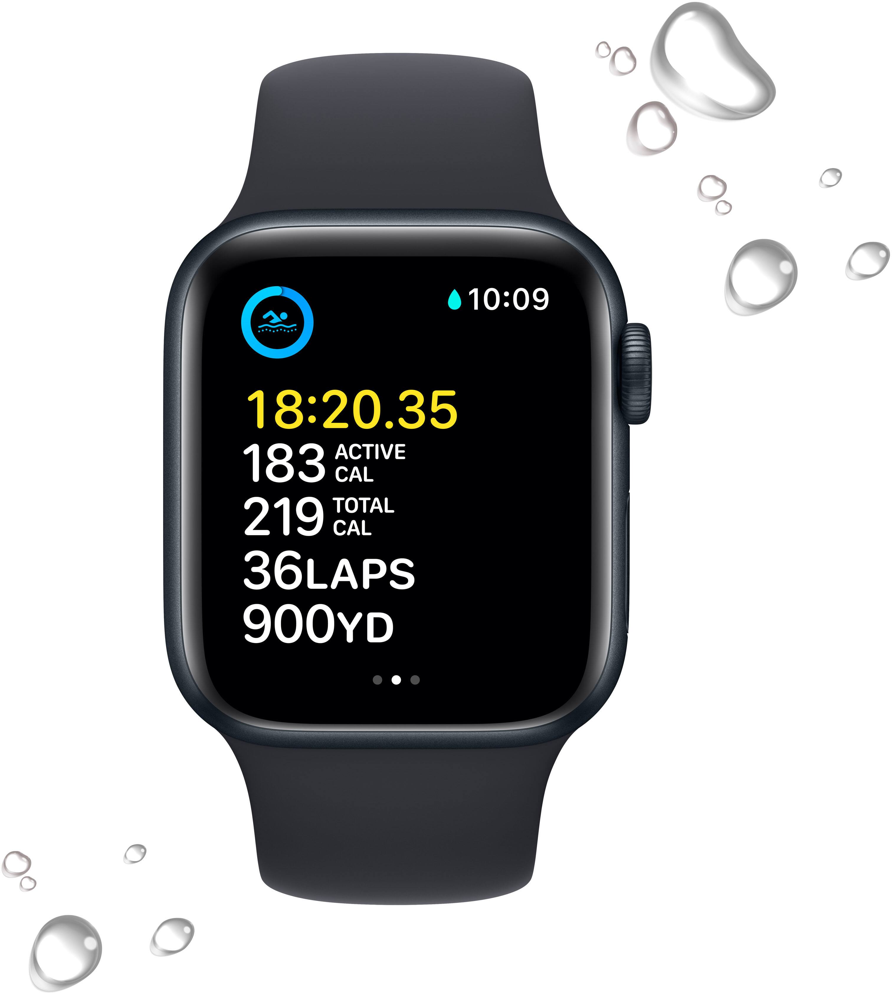 Back. Apple - Apple Watch SE 2nd Generation (GPS + Cellular) 40mm Aluminum Case with Midnight Sport Band - S/M - Midnight.