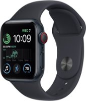 Apple Watch SE 2nd Generation (GPS + Cellular) 40mm Aluminum Case with Midnight Sport Band - M/L - Midnight - Front_Zoom