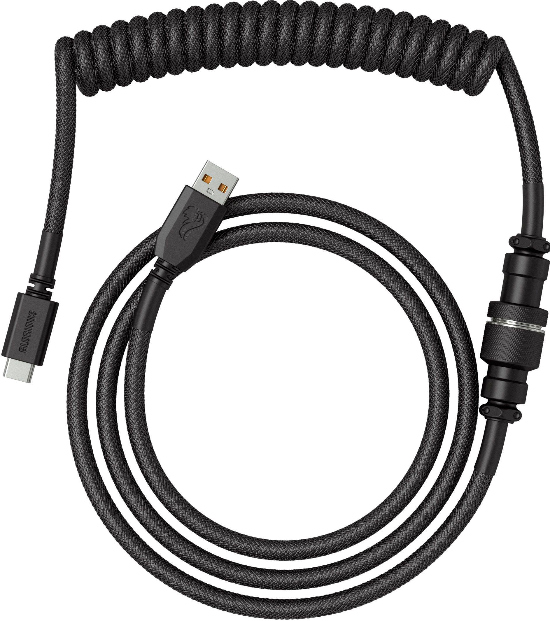 Angle View: Glorious - Coiled USB-C Artisan Braided Keyboard Cable for Mechanical Gaming Keyboards - Black