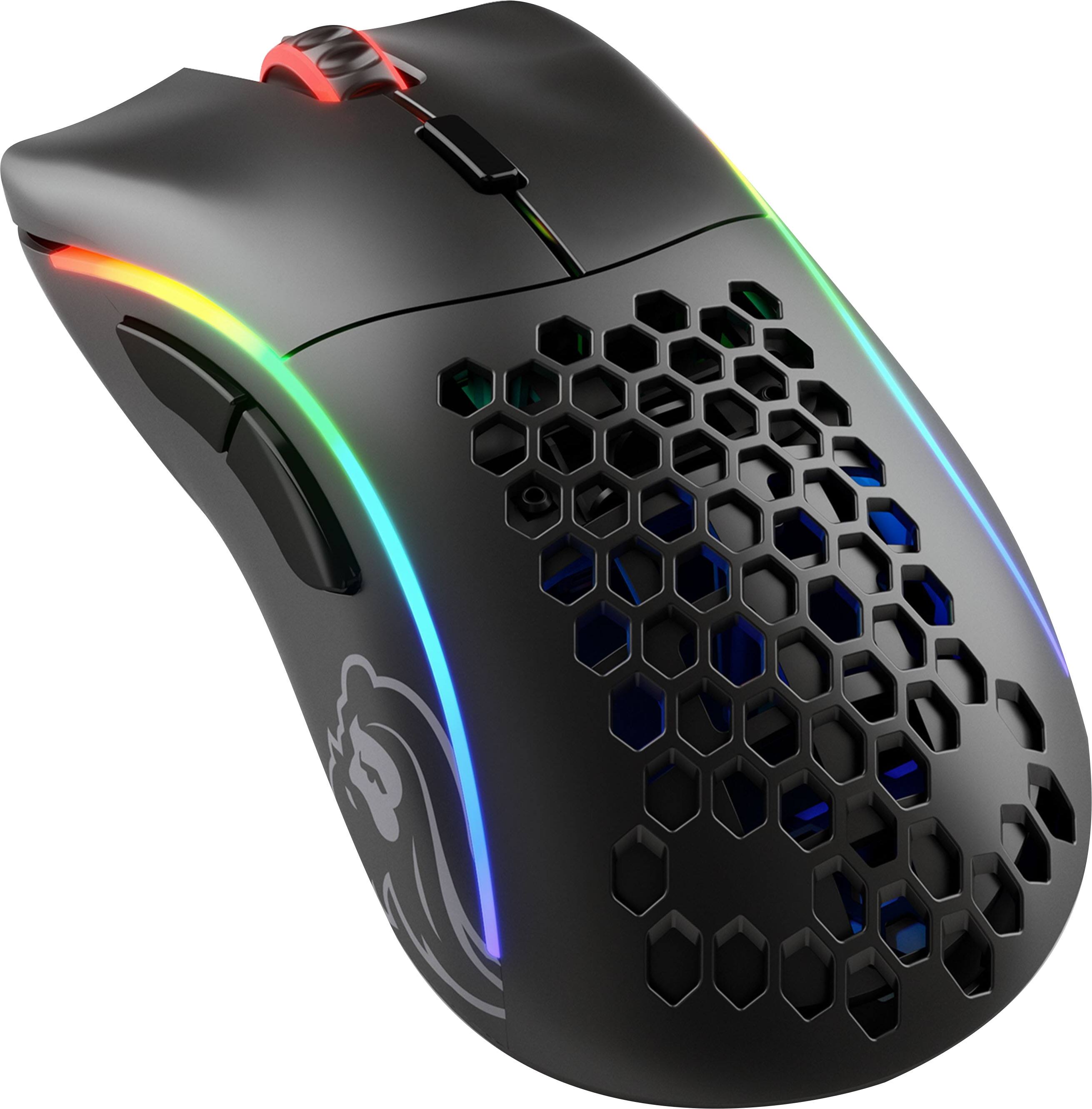 Angle. Glorious - Model D Wireless Optical Honeycomb RGB Gaming Mouse - Matte Black.