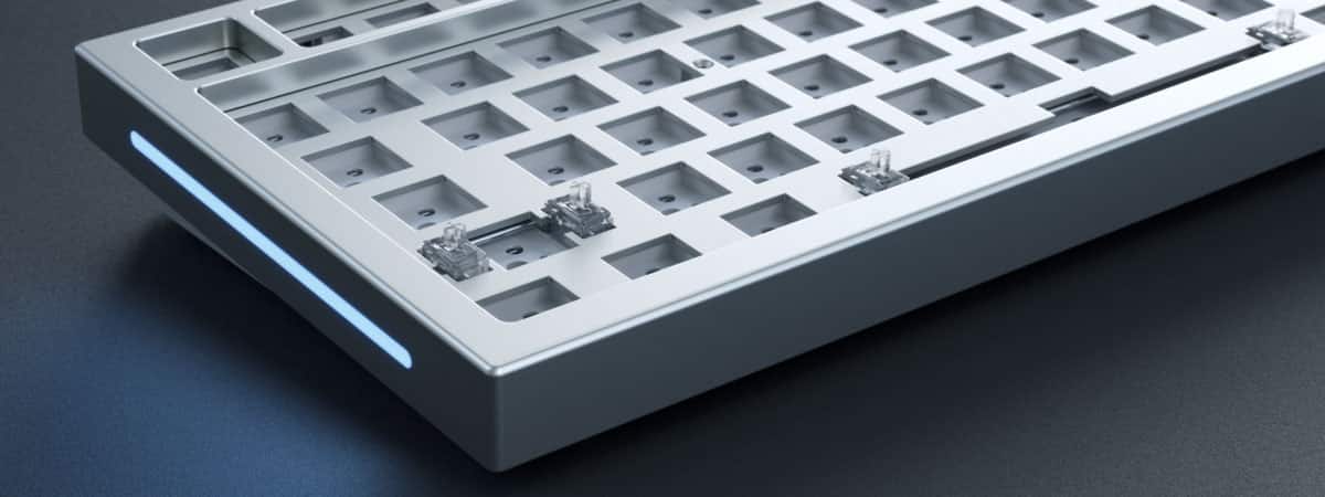 Left. Glorious - GMMK Pro Barebone High Profile Gasket Mounted RGB 75% Wired Mechanical Keyboard - White.