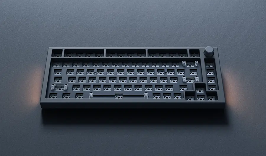 Alt View 16. Glorious - GMMK Pro Barebone High Profile Gasket Mounted RGB 75% Wired Mechanical Keyboard - Black.