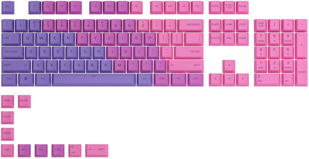 Glorious - GPBT Gradient Universal Keycap Set Compatible with Most 100% 85% 80% TKL 60% Compact 75% Mechanical Keyboards - Nebula