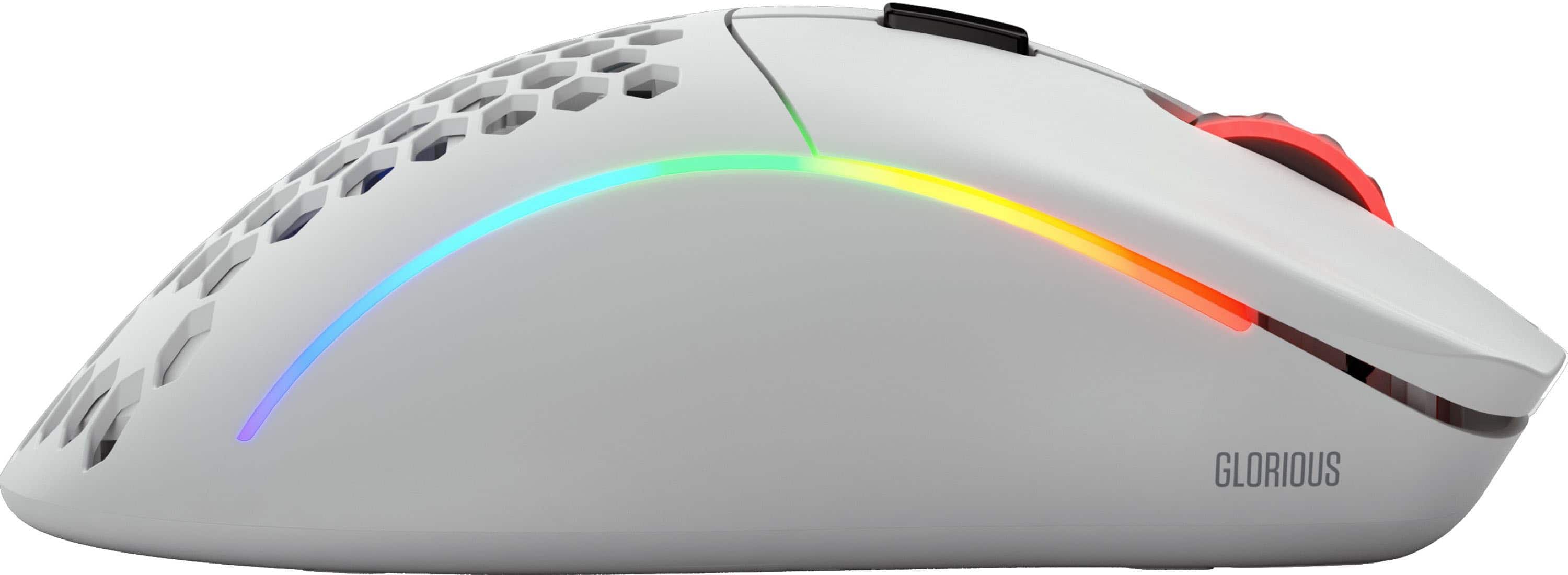 Alt View 12. Glorious - Model D Wireless Optical Honeycomb RGB Gaming Mouse - Matte White.