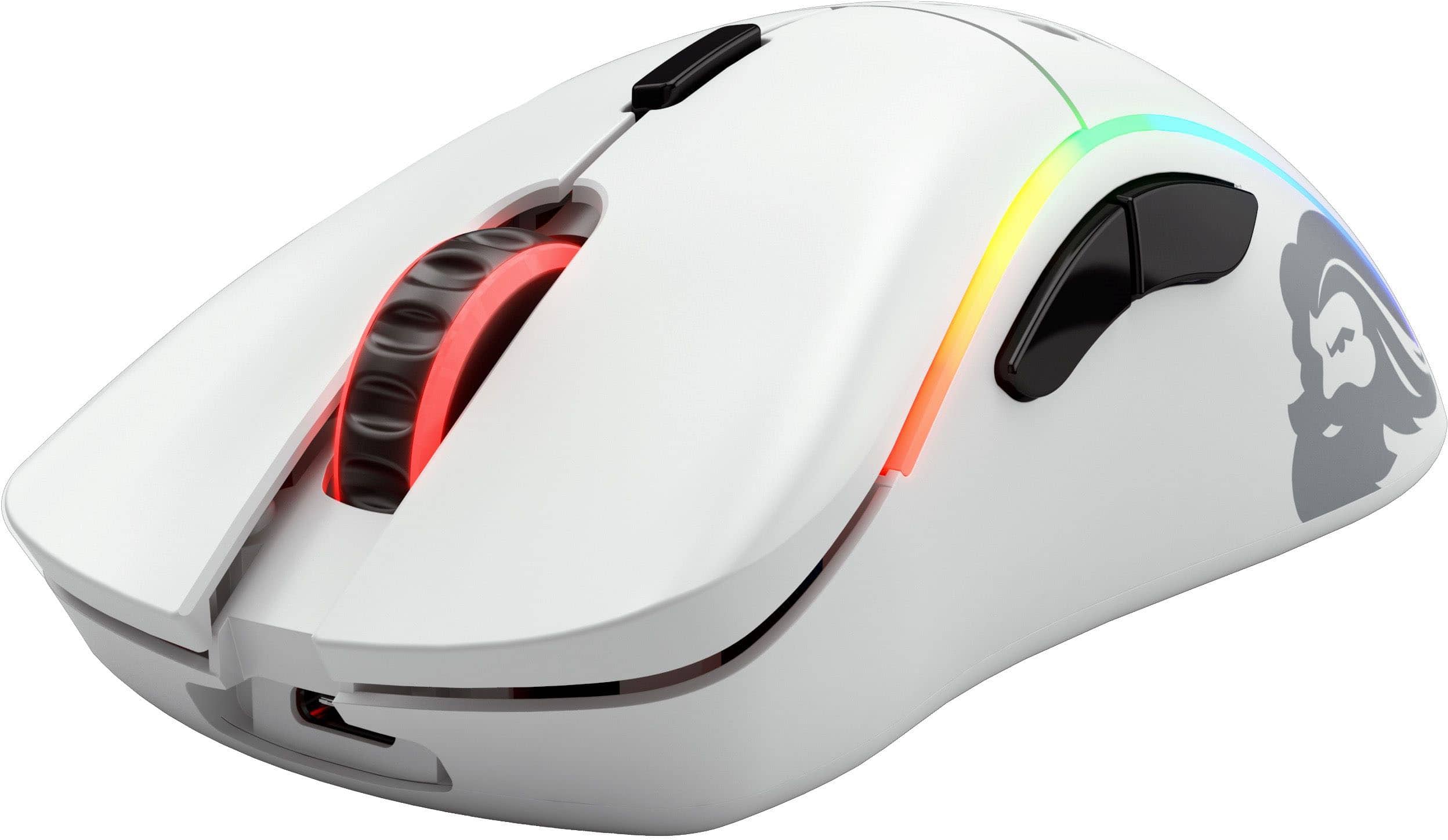 Left. Glorious - Model D Wireless Optical Honeycomb RGB Gaming Mouse - Matte White.