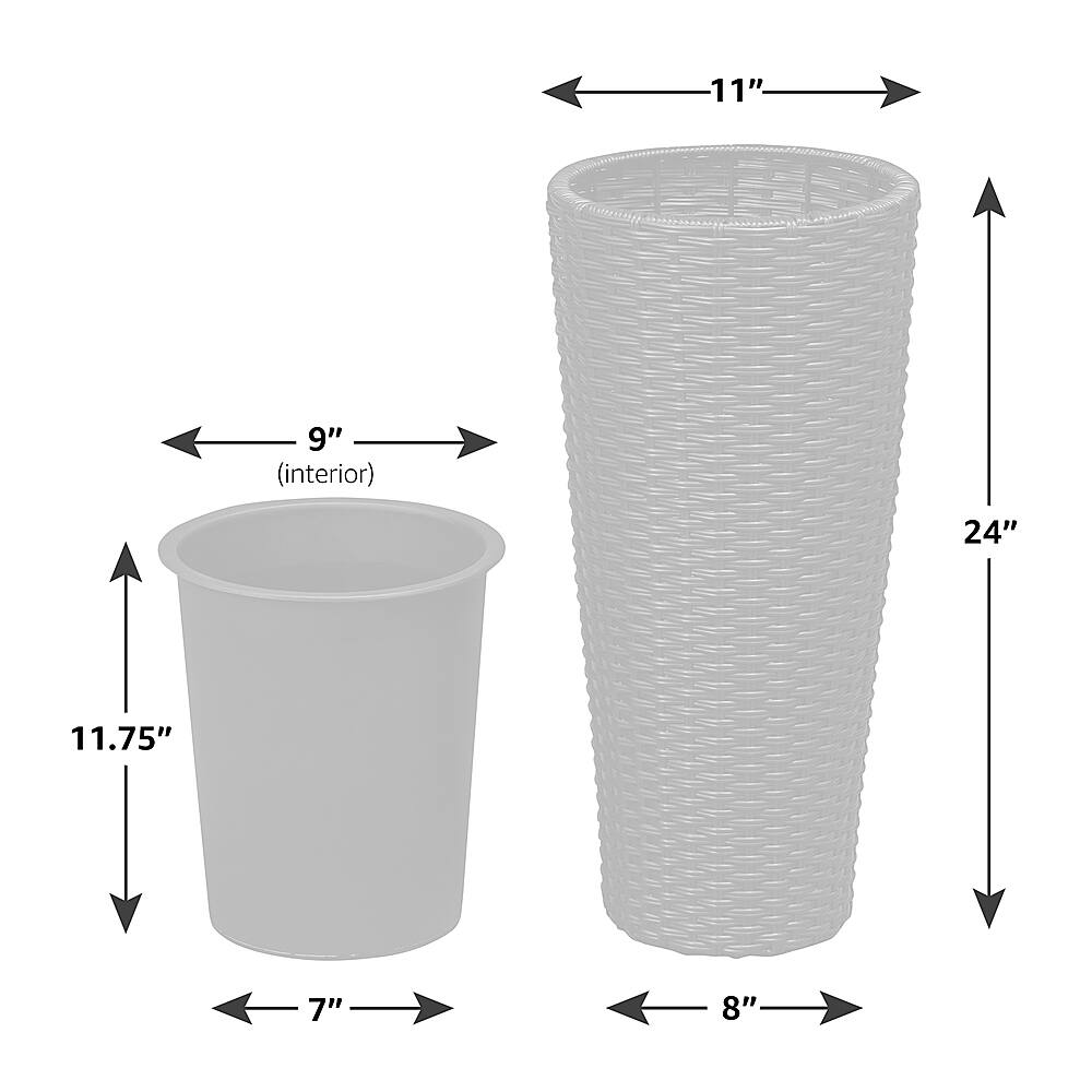 Alt View 14. Patio Sense - Round Wicker Noah Planter 2-Piece Set - Black.