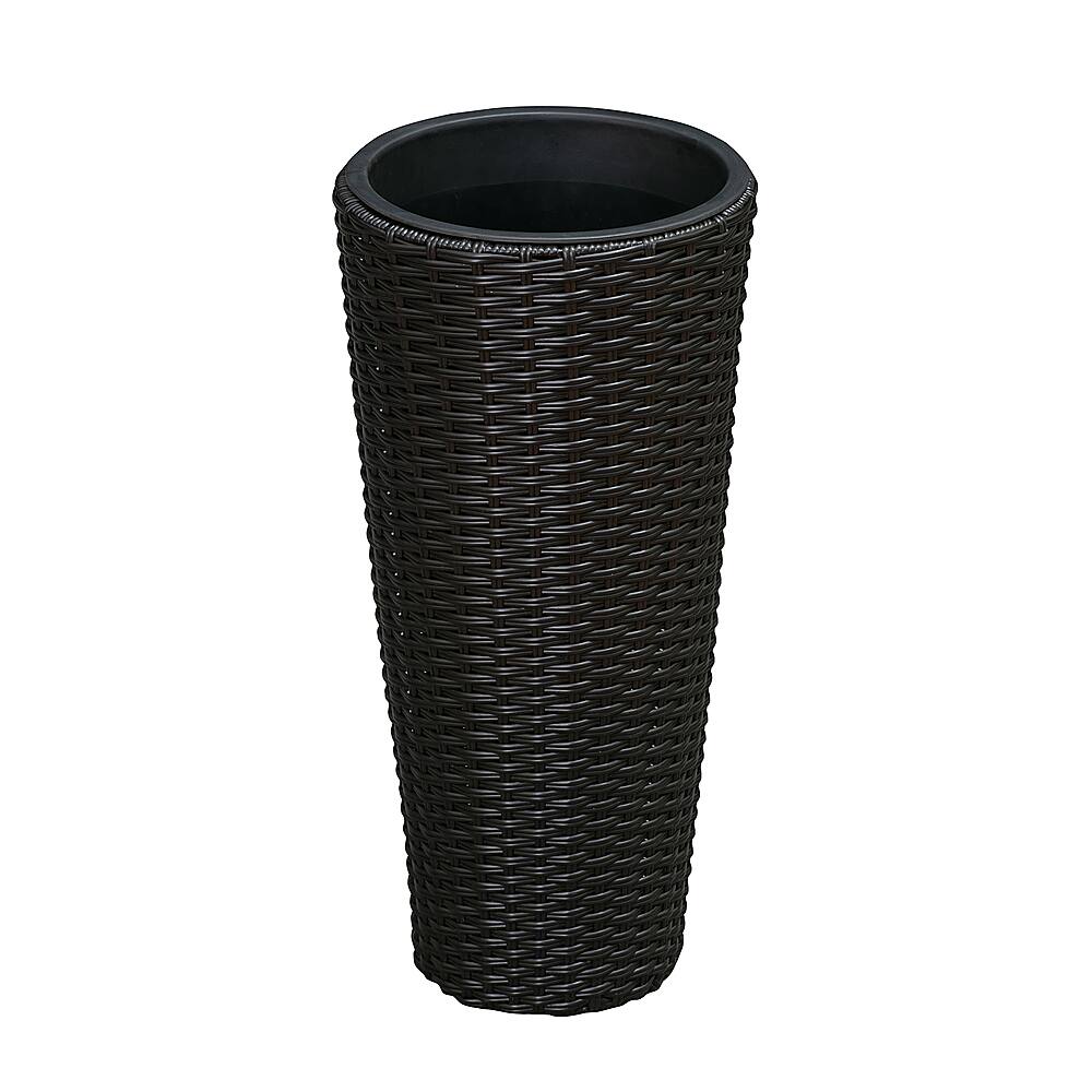 Alt View 1. Patio Sense - Round Wicker Noah Planter 2-Piece Set - Black.
