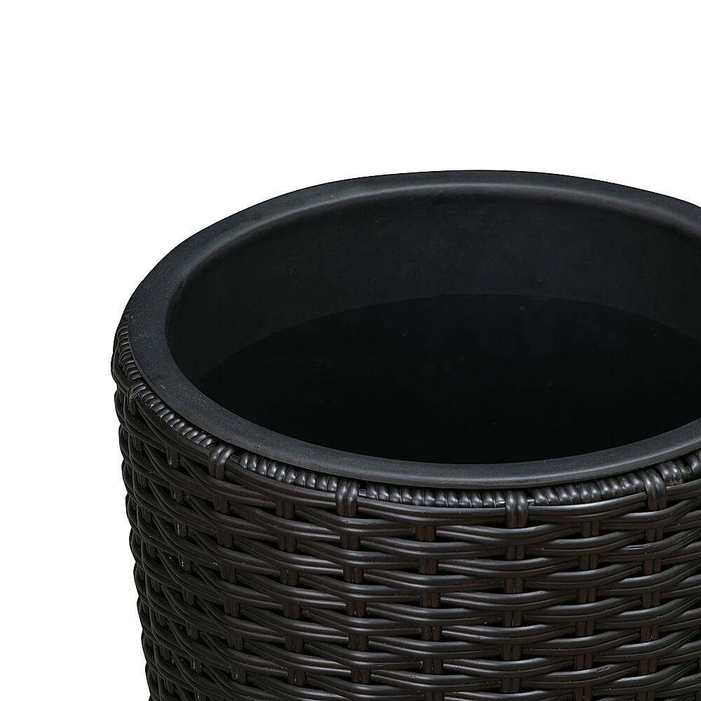 Alt View 2. Patio Sense - Round Wicker Noah Planter 2-Piece Set - Black.