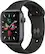 Front. Apple - Geek Squad Certified Refurbished Apple Watch Series 5 (GPS) 44mm Aluminum Case with Black Sport Band - Space Gray.