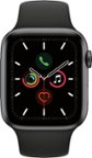 Geek Squad Certified Refurbished Apple Watch Series 5 (GPS) 44mm Aluminum Case with Black Sport Band