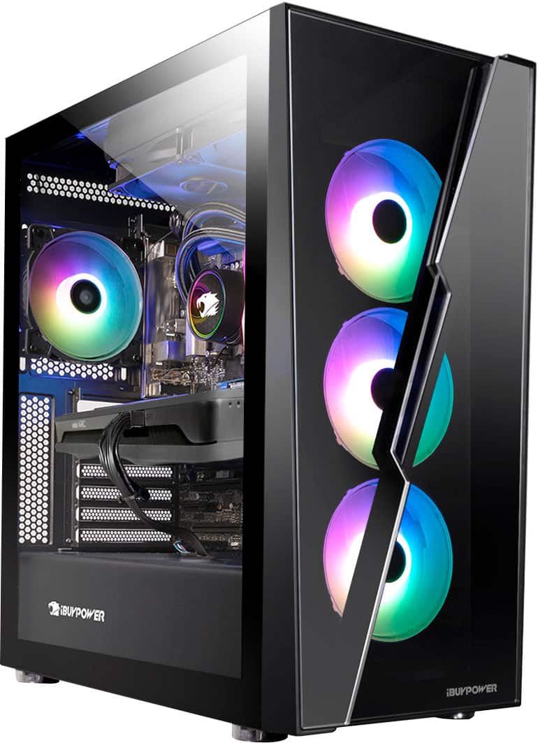 Back. iBUYPOWER - SlateHako2120i Gaming Desktop - Intel i7-12700 - 16GB DDR4 Memory - Intel Arc A750 8GB Graphics - 1TB HDD + 500GB SSD - Black.