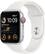 Front. Apple - Apple Watch SE 2nd Generation (GPS + Cellular) 44mm Aluminum Case with White Sport Band - M/L - Silver.