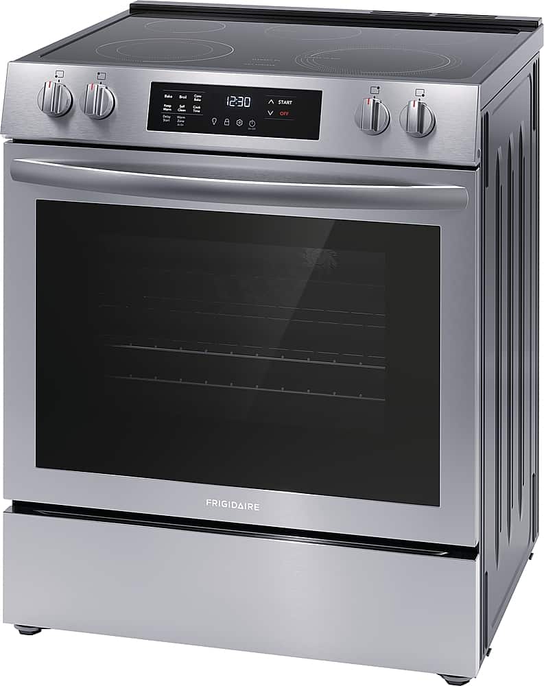 Angle. Frigidaire - 5.3 Cu. Ft. Freestanding Electric Range with Convection Bake - Stainless Steel.