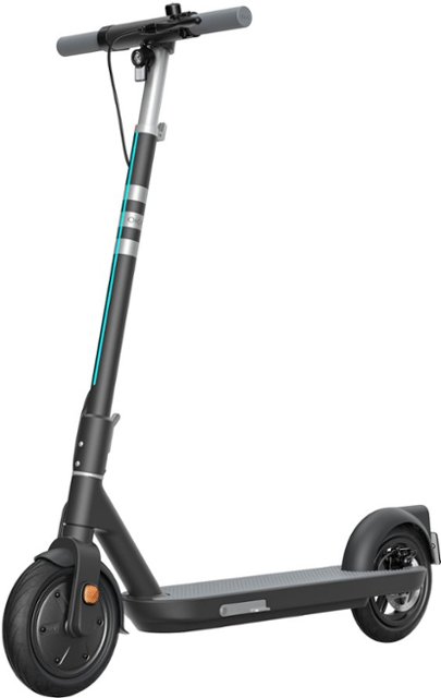 Front. OKAI - Neon Lite Foldable Electric Scooter w/18.6 Miles Max Operating Range & 15.5 mph Max Speed - Black.