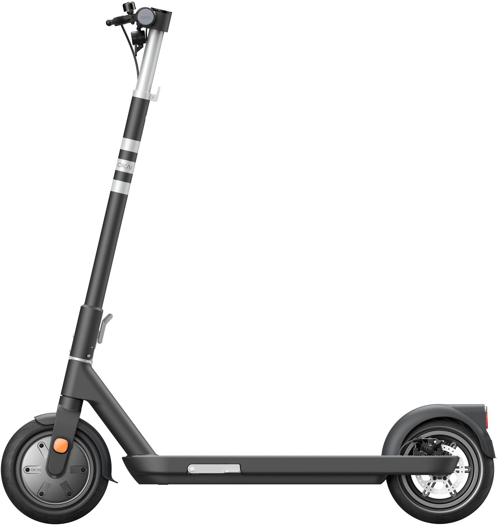 Left View: OKAI - Neon Lite Foldable Electric Scooter w/18.6 Miles Max Operating Range & 15.5 mph Max Speed - Black