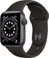 Geek Squad Certified Refurbished Apple Watch Series 6 (GPS) 40mm Space Gray Aluminum Case with Black Sport Band - Space Gray - Front_Zoom