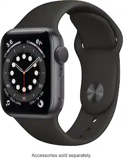 Apple Geek Squad Certified Refurbished Watch Series 6 (GPS) 40mm Aluminum Casewith Black Sport Band - Space Gray - (2020)