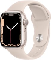 Geek Squad Certified Refurbished Apple Watch Series 7 (GPS) 41mm Starlight Aluminum Case with Starlight Sport Band - Starlight - Front_Zoom
