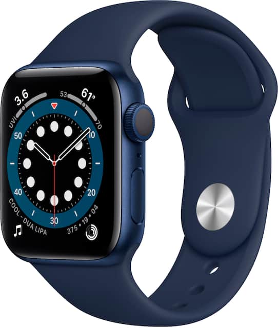 Geek Squad Certified Refurbished Apple Watch Series 6 GPS 40mm Aluminum Case with Deep Navy Sport Band Blue GSRF MG143LL A Best Buy