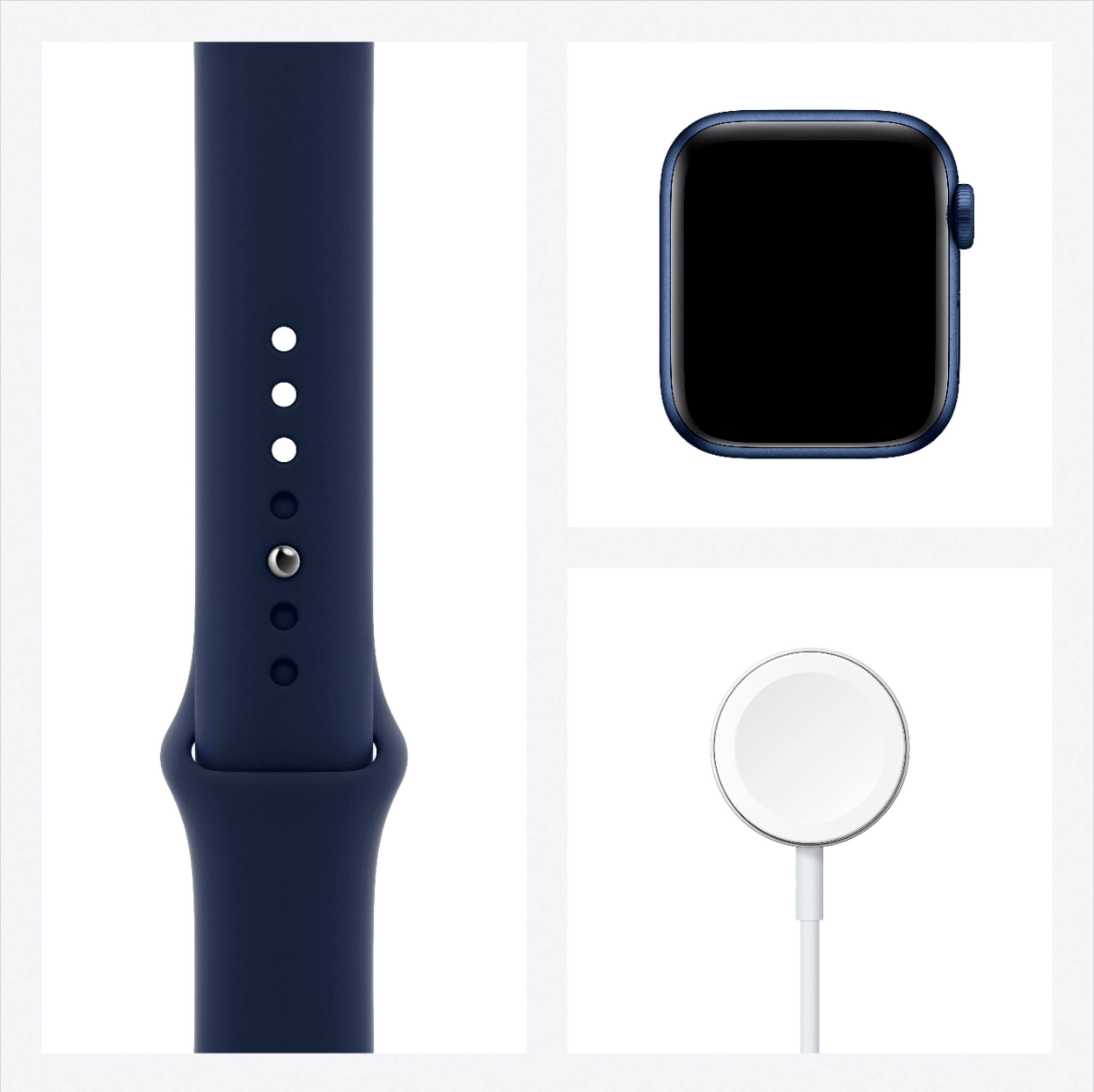 Alt View 15. Apple - Geek Squad Certified Refurbished Apple Watch Series 6 (GPS) 40mm Aluminum Case with Deep Navy Sport Band - Blue.
