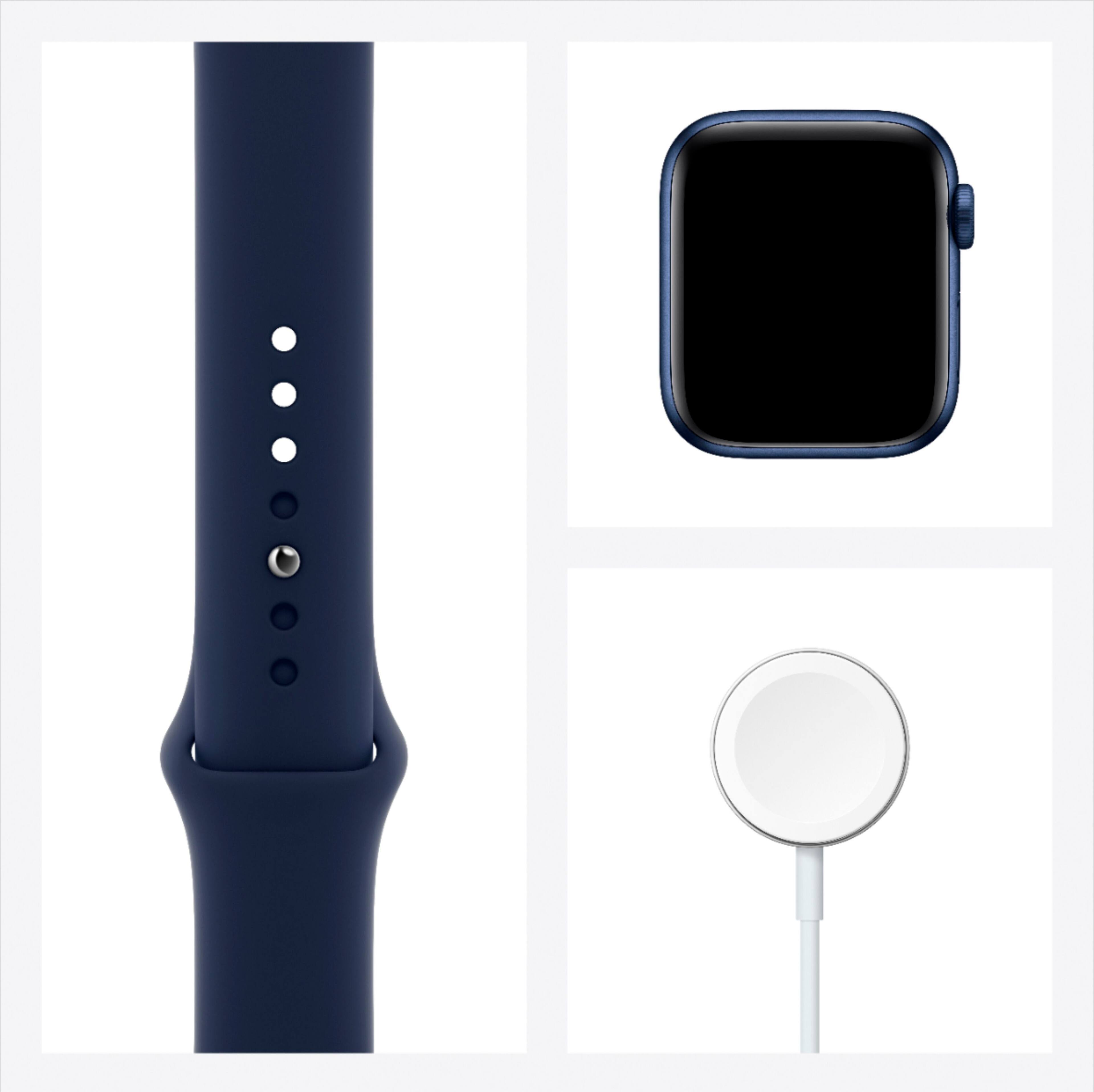 Alt View 15. Apple - Geek Squad Certified Refurbished Apple Watch Series 6 (GPS) 40mm  Aluminum Case with Deep Navy Sport Band - Blue.