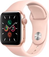 Geek Squad Certified Refurbished Apple Watch Series 5 (GPS) 40mm Gold Aluminum Case with Pink Sand Sport Band - Gold Aluminum - Front_Zoom