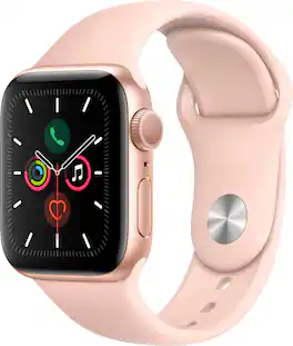 Geek Squad Certified Refurbished Apple Watch Series 5 (GPS) 40mm Case with Pink Sand Sport Band - Gold Aluminum - (2019)