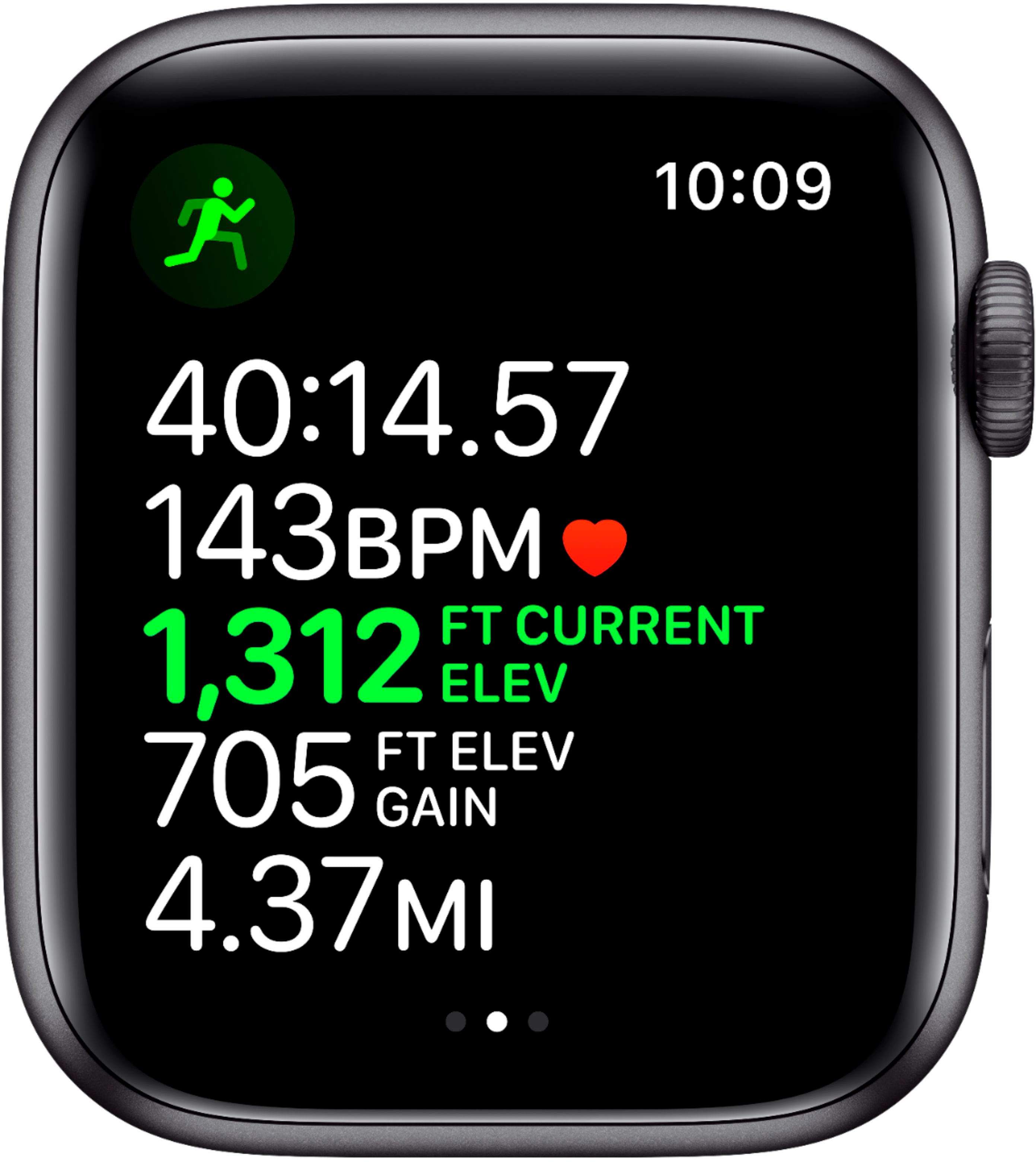 Alt View 13. Apple - Geek Squad Certifid Refurbished Apple Watch Nike Series 5 (GPS) 44mm Aluminum Case with Anthracite/Black Nike Sport Band - Space Gray.