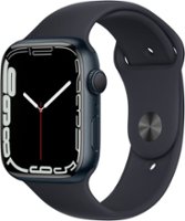 Geek Squad Certified Refurbished Apple Watch Series 7 (GPS) 45mm Midnight Aluminum Case with Midnight Sport Band - Midnight - Front_Zoom