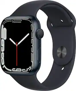 Apple Geek Squad Certified Refurbished Watch Series 7 (GPS) 45mm Aluminum Case with Midnight Sport Band - Midnight - (2021)