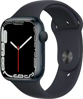Apple Geek Squad Certified Refurbished Watch Series 7 (GPS) 45mm Aluminum Case with Midnight Sport Band - Midnight - (2021)