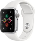 Geek Squad Certified Refurbished Apple Watch Series 5 (GPS) 40mm Aluminum Case with White Sport Band - Silver Aluminum