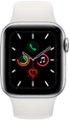 Alt View Zoom 11. Geek Squad Certified Refurbished Apple Watch Series 5 (GPS) 40mm Aluminum Case with White Sport Band - Silver Aluminum.