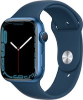 Geek Squad Certified Refurbished Apple Watch Series 7 (GPS) 45mm Aluminum Case with Abyss Blue Sport Band - Blue - Front_Zoom