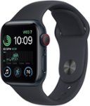 Front. Apple - Apple Watch SE 2nd Generation (GPS + Cellular) 40mm Aluminum Case with Midnight Sport Band - M/L - Midnight.