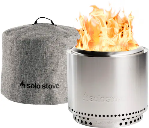 Front. Solo Stove - Bonfire + Stand & Shelter 2.0 Bundle - Stainless Steel.