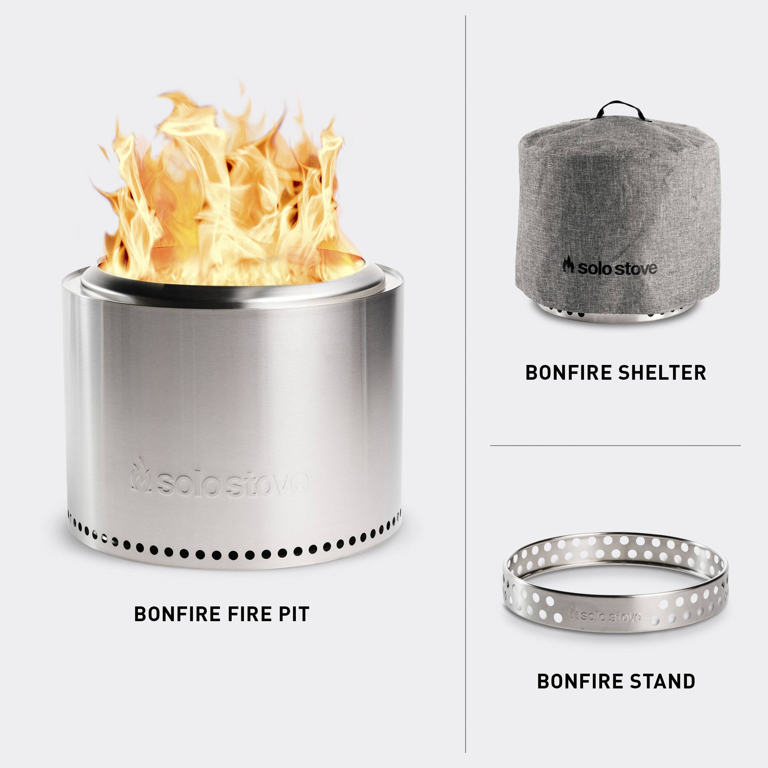 Solo Stove Bonfire Stand Shelter Bundle Stainless Steel