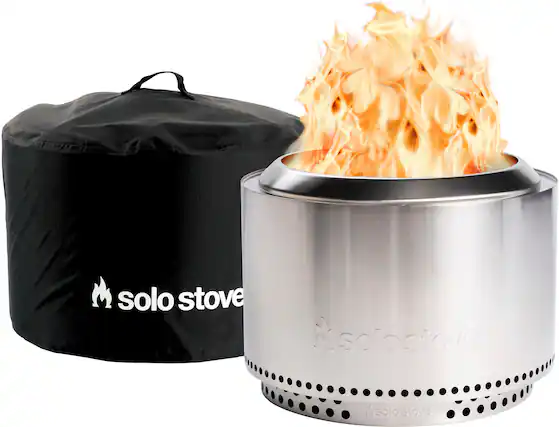 Front. Solo Stove - Yukon + Stand & Shelter 2.0 Bundle - Stainless Steel.