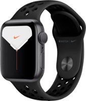 Geek Squad Certified Refurbished Apple Watch Nike Series 5 (GPS) 40mm Aluminum Case with Anthracite/Black Sport Band - Space Gray Aluminum - Front_Zoom