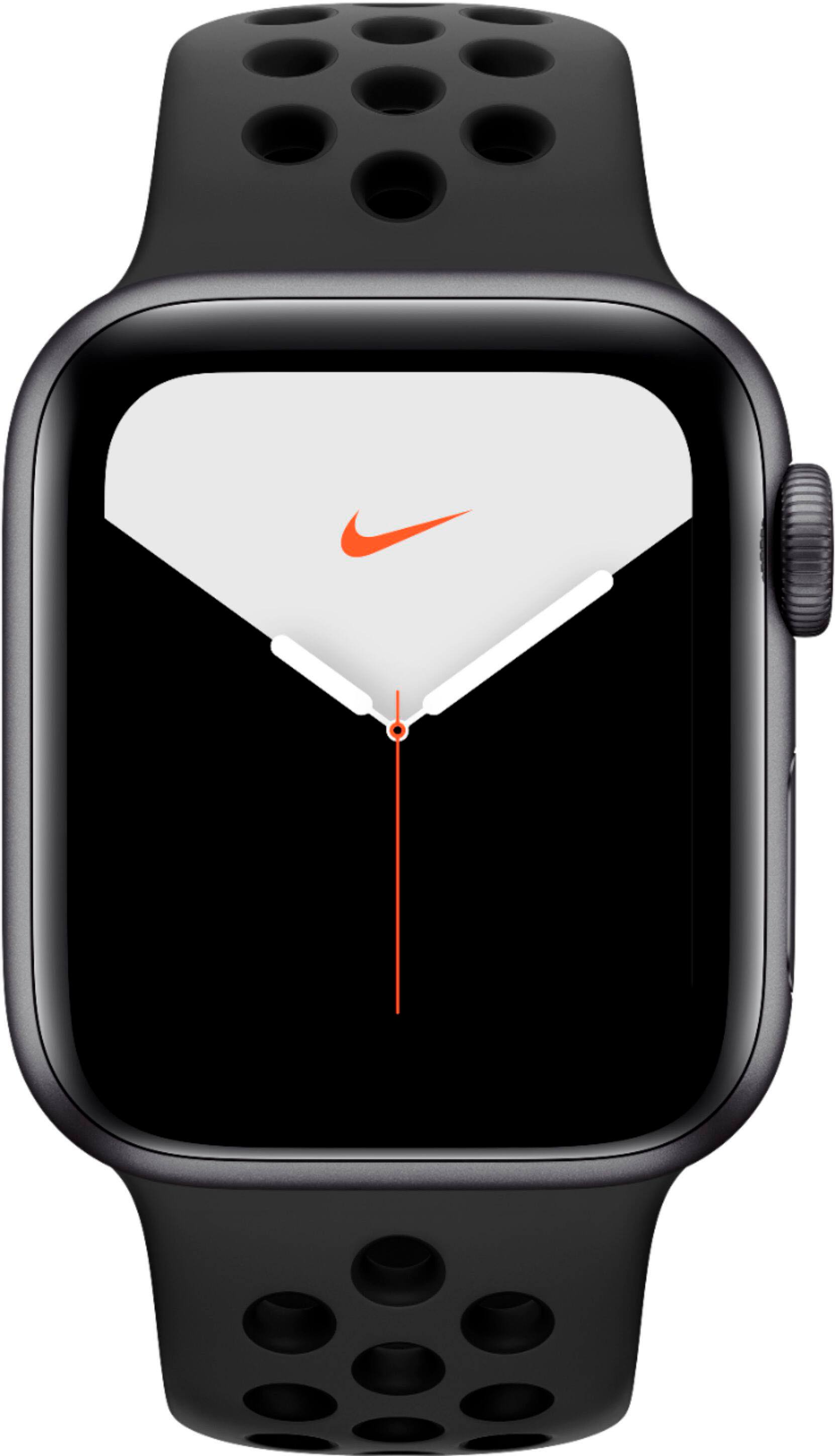 Alt View 11. Apple - Geek Squad Certifid Refurbished Apple Watch Nike Series 5 (GPS) 40mm Aluminum Case with Anthracite/Black Nike Sport Band - Space Gray Aluminum.