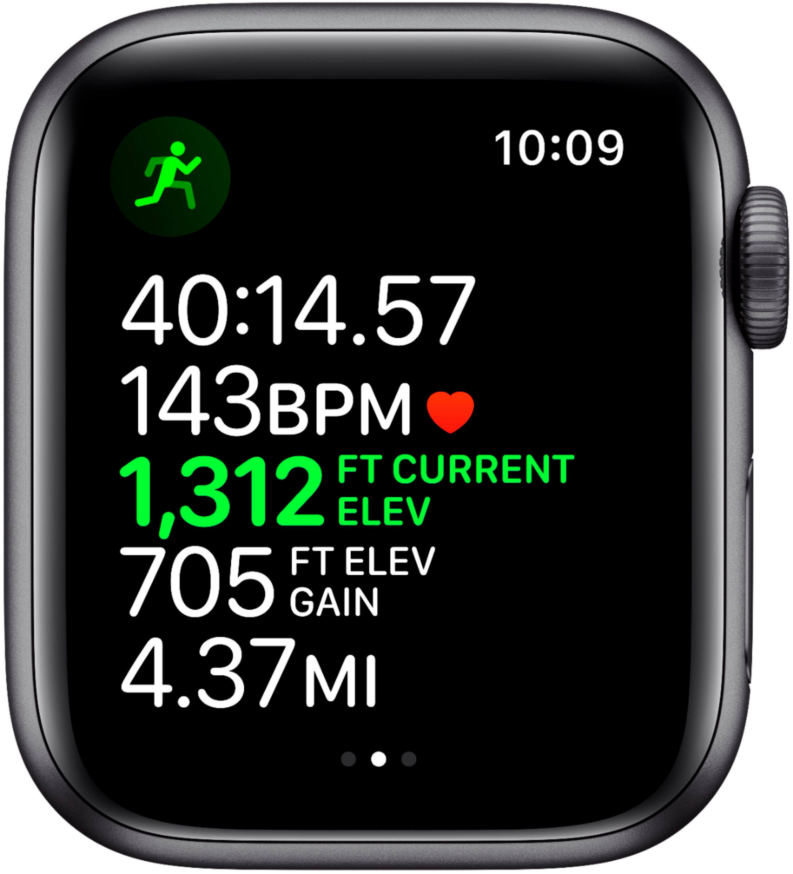Alt View 13. Apple - Geek Squad Certifid Refurbished Apple Watch Nike Series 5 (GPS) 40mm Aluminum Case with Anthracite/Black Nike Sport Band - Space Gray Aluminum.