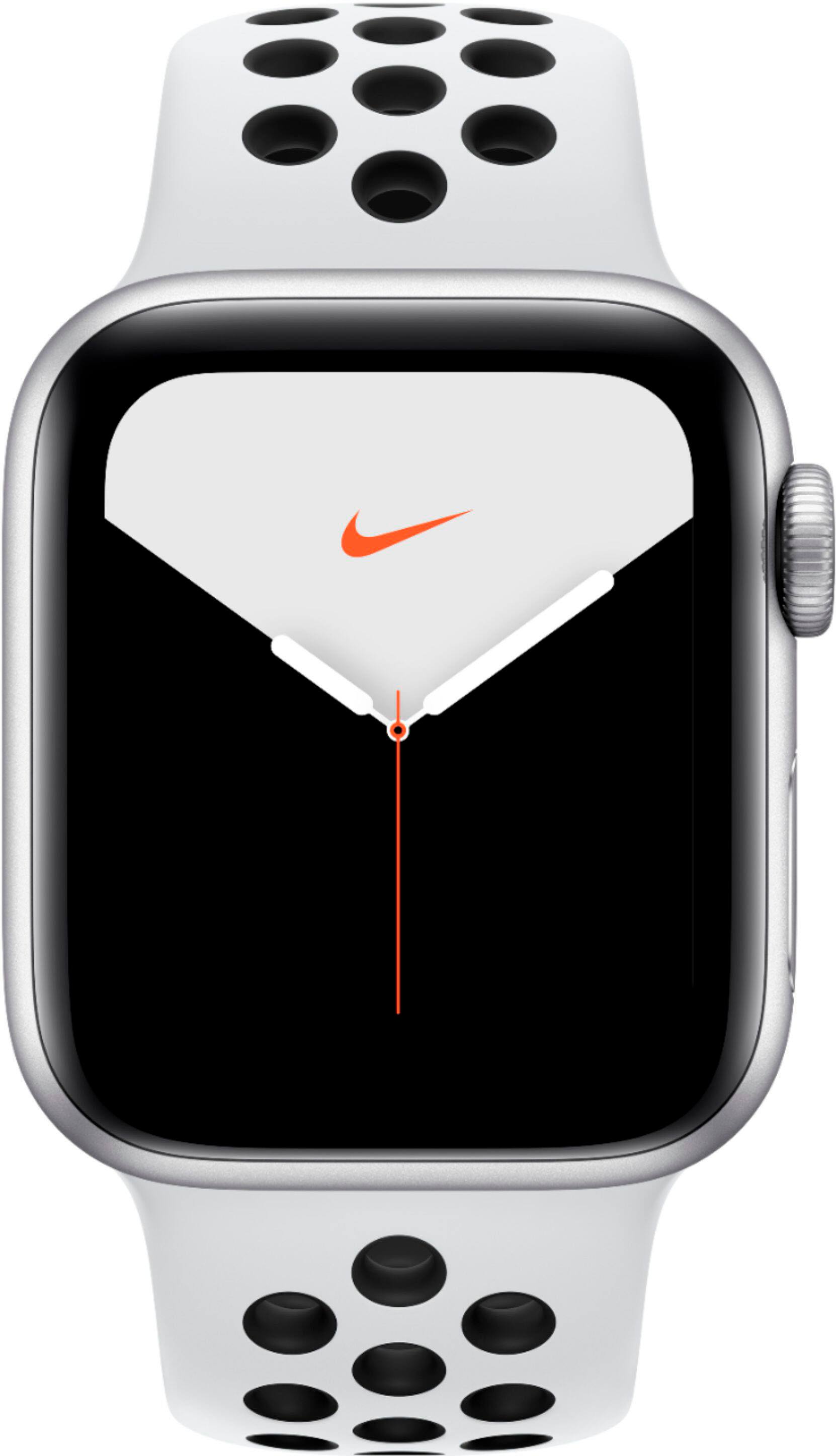 Alt View 11. Apple - Geek Squad Certified Refurbished Apple Watch Nike Series 5(GPS) 40mm Silver Aluminum Case with Platinum/Black Sport Band - Silver Aluminum.