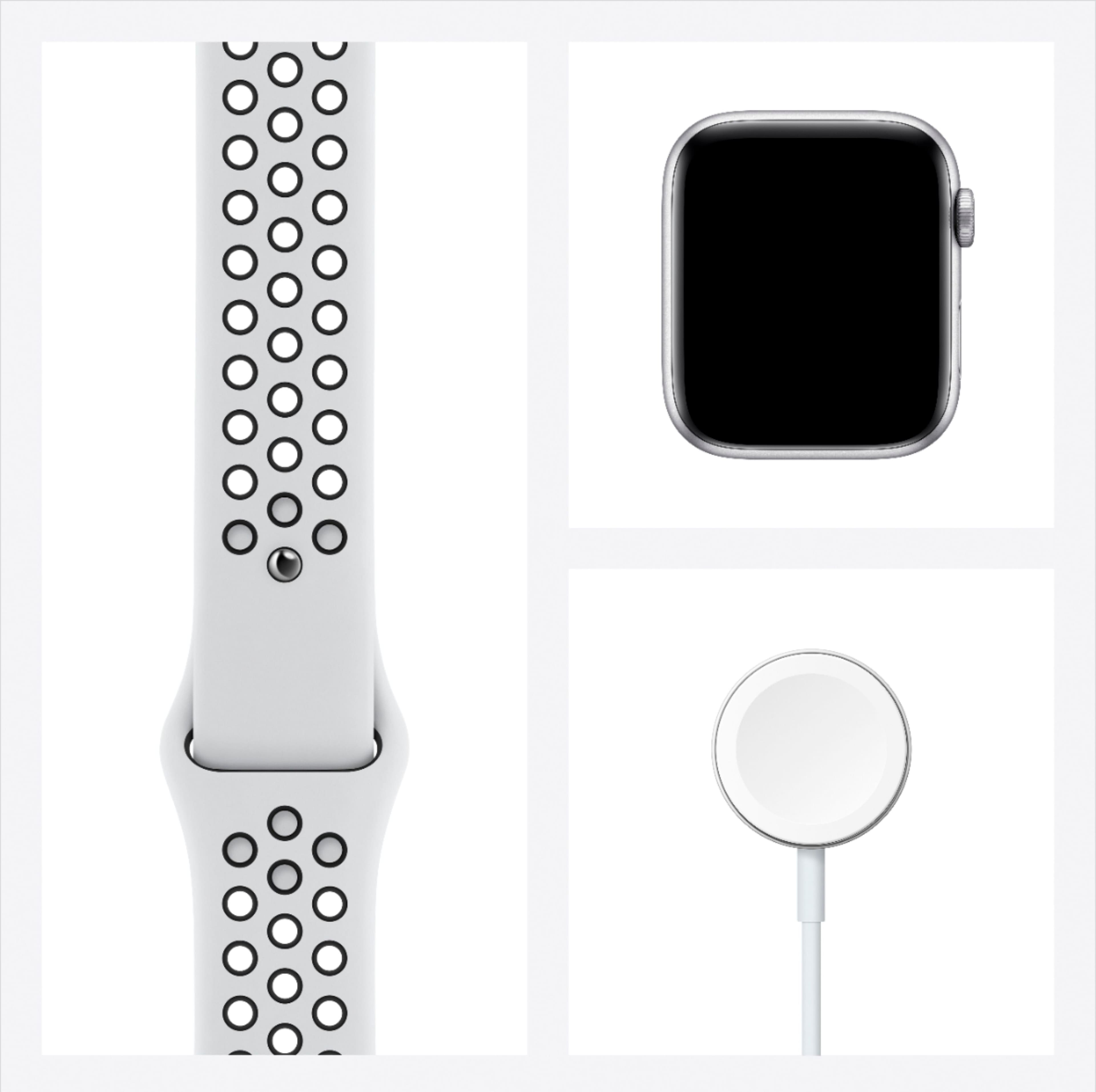 Alt View 15. Apple - Refurbished Apple Watch Nike Series 6 (GPS) 44mm Silver Aluminum Case with Pure Platinum/Black Nike Sport Band.